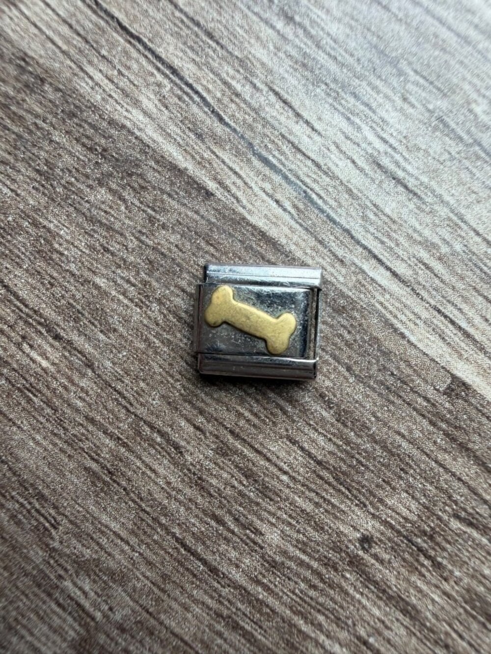 Gold Bone Italian Charm Link For Bracelet Or Necklace